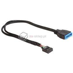 Kabel USB 3.0 wewnętrzny 19pin męski - USB 2.0 żeński 30cm Delock 83281
