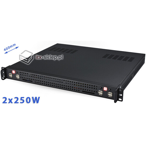 Obudowa uniwersalna Dual mini-ITX 19" Rack 1U Delta4-1U-ITX 250W
