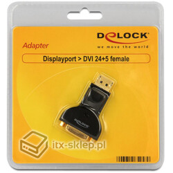 Adapter Displayport męski (M)  DVI 24+5 żeński (F) Delock 65257