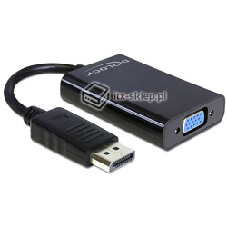 Adapter Displayport męski (M)  VGA 15pin żeński (F) + Audio + Power Delock 65439