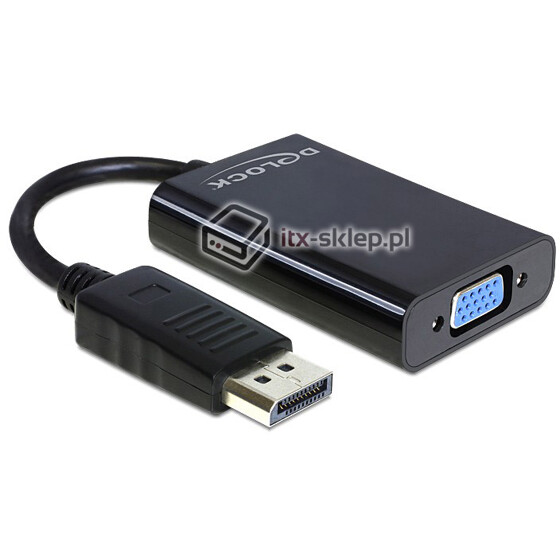 Adapter Displayport męski (M)  VGA 15pin żeński (F) + Audio + Power Delock 65439