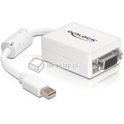 Adapter mini Displayport męski (M)  VGA 15pin żeński (F) biały Delock 65130