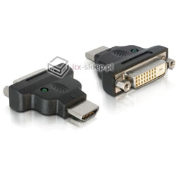 Adapter HDMI męski (M)  DVI-D 25 pin żeński (F) z dioda LED Delock 65020