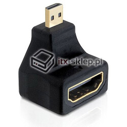 Adapter HDMI kątowy micro D męski (M)  A żeński (F) High Speed with Ethernet Delock 65270