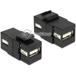 Moduł Keystone USB 2.0 A zeński (F) - USB 2.0 A żeński (F) czarny Delock 86367
