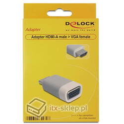 Adapter HDMI (M)  VGA 15pin żeński (F) 15cm Delock 65472