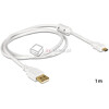 Kabel USB-A micro-B prosty pozłacany biały M-F 1m Delock 83412