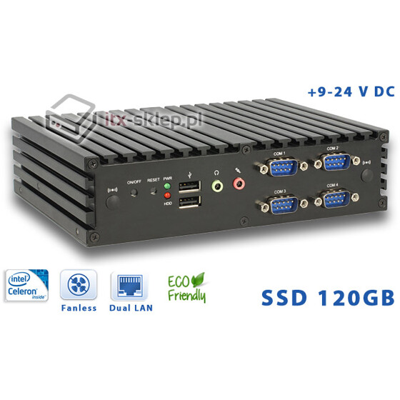 Komputer NUC Fanless Celeron N2930 1,83GHz 4GB SSD 120GB Delta-NUC4-SSD120 9-24VDC
