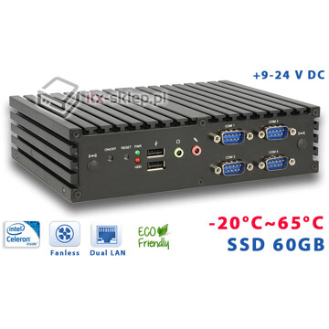 Komputer NUC Fanless Celeron N2930 1,83GHz 4GB SSD 60GB Delta-NUC4-SSD60-EXT 9-24VDC Wide Temp
