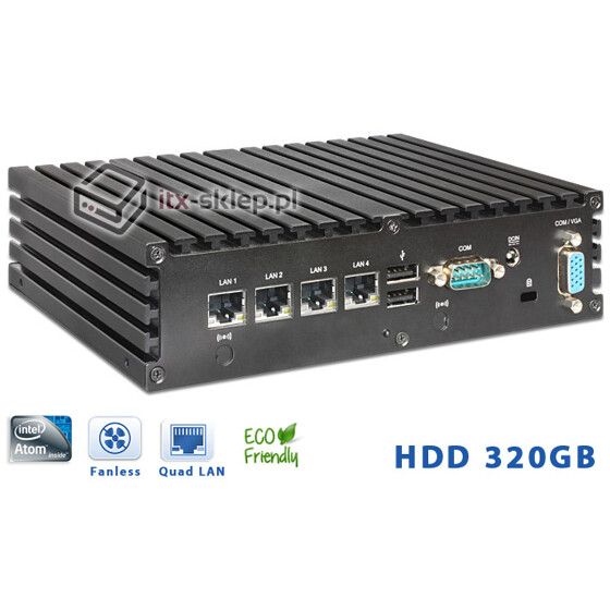 Komputer NUC Fanless Atom D525 1,80GHz 2GB HDD 320GB Delta-NUC5-HDD320 12VDC