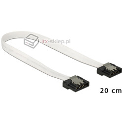 Kabel SATA 6 Gb/s elastyczny FLEXI prosty 20cm biały zatrzask HTPC 83503
