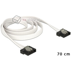 Kabel SATA 6 Gb/s elastyczny FLEXI prosty 70cm biały zatrzask HTPC 83505
