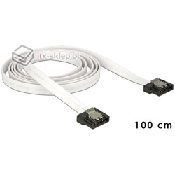 Kabel SATA 6 Gb/s elastyczny FLEXI prosty 100cm biały zatrzask HTPC 83556