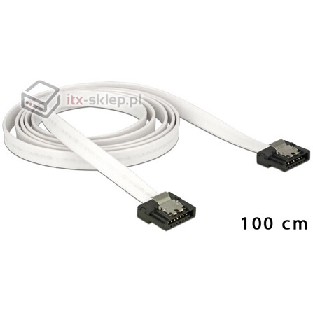 Kabel SATA 6 Gb/s elastyczny FLEXI prosty 100cm biały zatrzask HTPC 83556