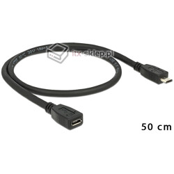Przedłużacz USB micro-B M-F męsko-żeński 50cm Delock 83567