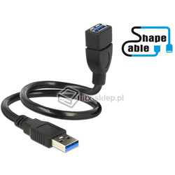 Elastyczny przedłużacz USB 3.0 A-A krótki giętki 35cm M-F Delock 83714