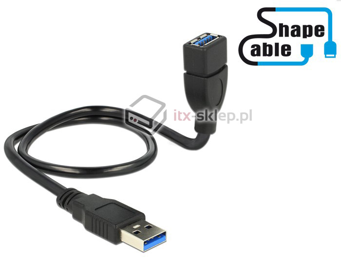 Elastyczny przedłużacz USB 3.0 A-A krótki giętki 50cm M-F Delock 83715