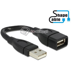 Elastyczny przedłużacz USB 2.0 A-A krótki giętki 15cm M-F Delock 83497