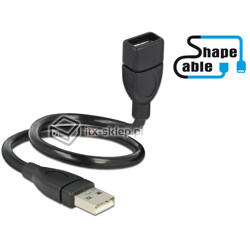 Elastyczny przedłużacz USB 2.0 A-A krótki giętki 35cm M-F Delock 83498