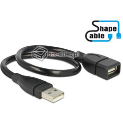 Elastyczny przedłużacz USB 2.0 A-A krótki giętki 35cm M-F Delock 83498