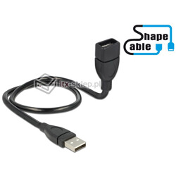 Elastyczny przedłużacz USB 2.0 A-A krótki giętki 50cm M-F Delock 83499