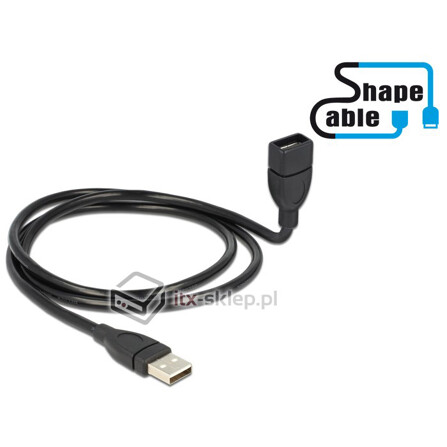 Elastyczny przedłużacz USB 2.0 A-A krótki giętki 100cm M-F Delock 83500