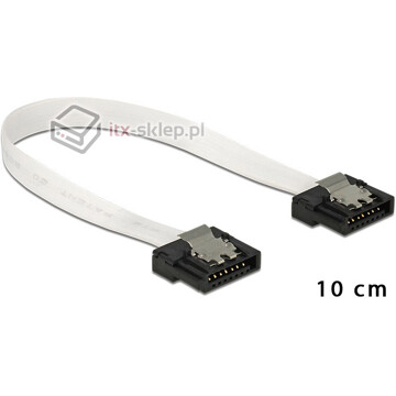 Kabel SATA 6 Gb/s elastyczny FLEXI prosty 10cm biały zatrzask HTPC 83830