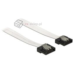 Kabel SATA 6 Gb/s elastyczny FLEXI prosty 10cm biały zatrzask HTPC 83830