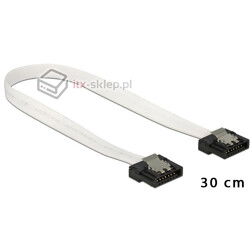 Kabel SATA 6 Gb/s elastyczny FLEXI prosty 30cm biały zatrzask HTPC 83831
