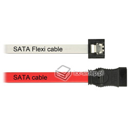 Kabel SATA 6 Gb/s elastyczny FLEXI prosty 30cm biały zatrzask HTPC 83831