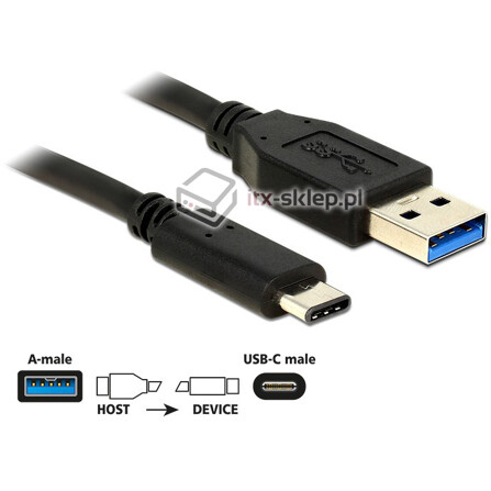Kabel USB 3.1-A M-Typ C męsko-męski 0.5m USB 10 Gbps Delock 83869