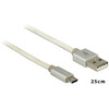 Kabel USB-A micro-B prosty elastyczny w oplocie M-F 25cm Delock 83914