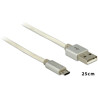 Kabel USB-A micro-B prosty elastyczny w oplocie M-F 25cm Delock 83914