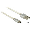 Kabel USB-A micro-B prosty elastyczny w oplocie M-F 1m Delock 83916