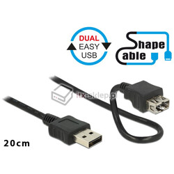 Elastyczny przedłużacz Easy-USB 2.0 A-A krótki giętki 20cm M-F Delock 83662