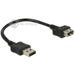 Elastyczny przedłużacz Easy-USB 2.0 A-A krótki giętki 20cm M-F Delock 83662