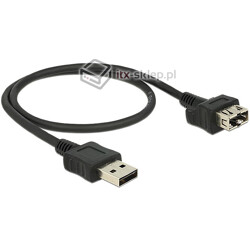 Elastyczny przedłużacz Easy-USB 2.0 A-A krótki giętki 50cm M-F Delock 83663