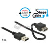 Elastyczny przedłużacz Easy-USB 2.0 A-A krótki giętki 1m M-F Delock 83664