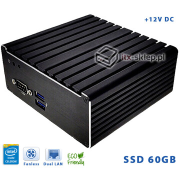 Komputer NUC Fanless Celeron N3150 1,60GHz 2xLAN 4GB SSD 60GB Delta-NUC13-SSD60 12VDC