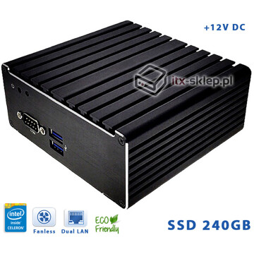 Komputer NUC Fanless Celeron N3150 1,60GHz 2xLAN 4GB SSD 240GB Delta-NUC13-SSD240 12VDC