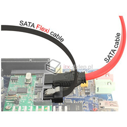 Kabel SATA 6 Gb/s elastyczny FLEXI prosty 20cm czarny zatrzask HTPC 83839