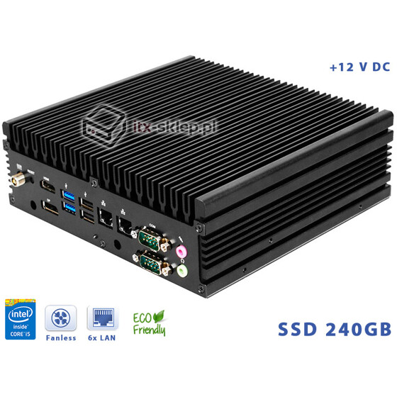 Komputer NUC Fanless Intel Core i5-4300U 1.90GHz 4GB SSD 240GB Delta-NUC9-SSD240-D 6xLAN 12VDC Intel AMT vPRO