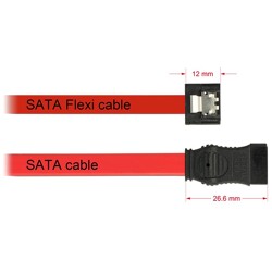Kabel SATA 6 Gb/s elastyczny FLEXI prosty 100cm czerwony zatrzask HTPC 83837