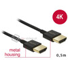 Przewód High Speed HDMI HDMI A-A 3D Slim Premium 0,5m Delock 84786