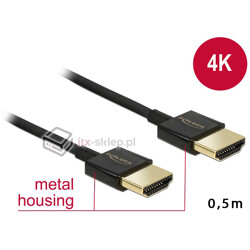 Przewód High Speed HDMI HDMI A-A 3D Slim Premium 0,5m Delock 84786