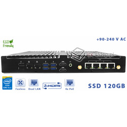 Komputer PoE Fanless Intel Core i5-5200U 2.20GHz 8GB SSD 120GB Delta-PoE1-SSD120 90-264VAC Intel AMT vPRO