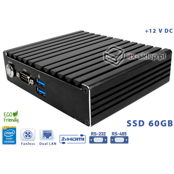 Player Digital Signage Fanless Intel Celeron N3160 1.6GHz 4GB SSD 60GB Delta-DS1-SSD60-WiFi 2xLAN 12VDC