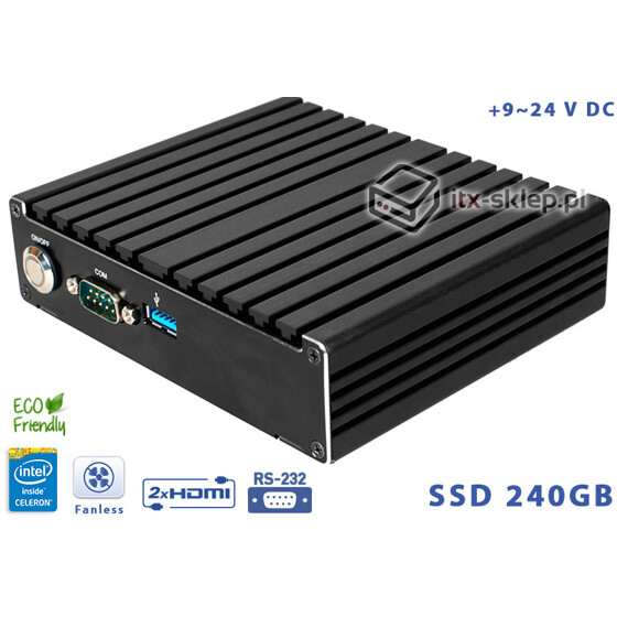 Player Digital Signage Fanless Intel Celeron N2930 1.6GHz 4GB SSD 240GB Delta-DS2-SSD240-WiFi 1xLAN 9-24VDC