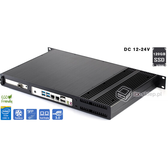 Serwer fanless Core i5-6500T 2,50GHz 8GB DDR4 2xLAN 1xSFP Delta-Silent1-i5-SSD120 DC12-24V
