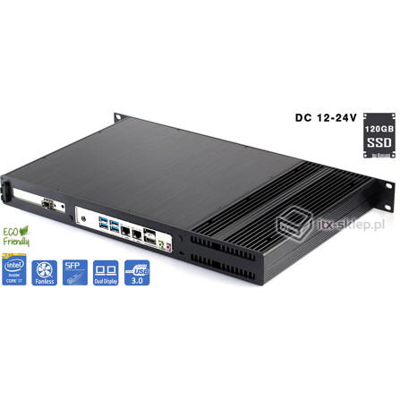 Serwer fanless Core i7-6700T 2,50GHz 8GB DDR4 2xLAN 1xSFP Delta-Silent1-i7-SSD120 DC12-24V